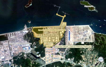 Завод Hyundai Oilbank, Daesan Refinery Plant — его месторасположение на карте